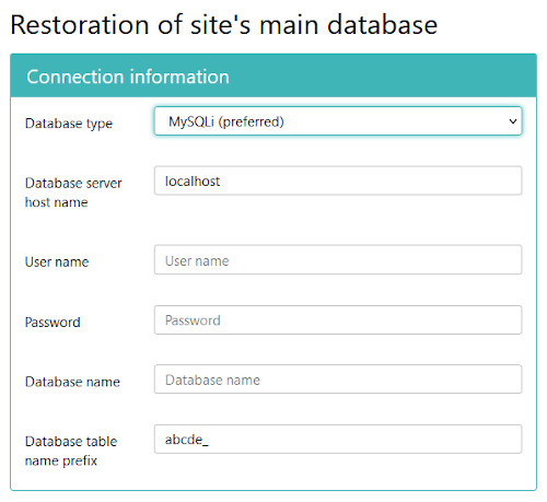 Manual J3 database configuration